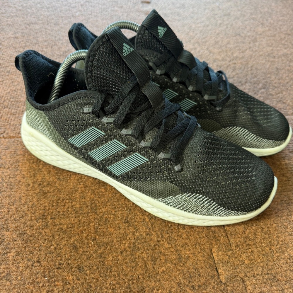 B+ Adidas Fluidflow 2.0 Womens Running Shoes Black Grey Sneakers GX8286 Size 9.5